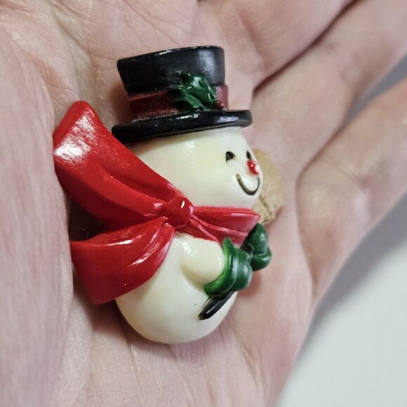 1984 Vintage Hallmark Snowman With Red Scarf And Black Hat Brooch - Picture 3 of 10